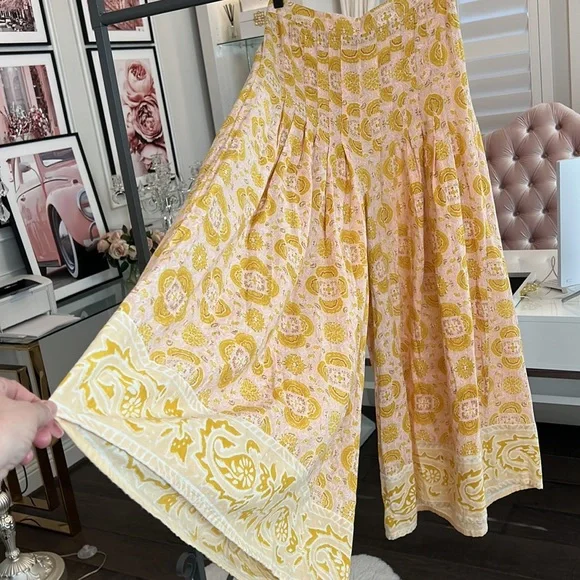 Free People Pink and Yellow Wide Leg Printed Pants - Picture 13 of 16